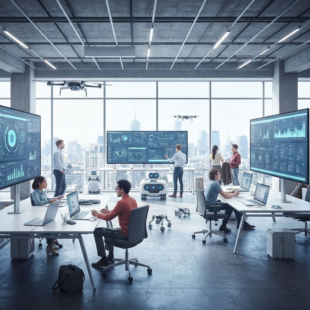 Modern technology workspace showcasing AI innovation